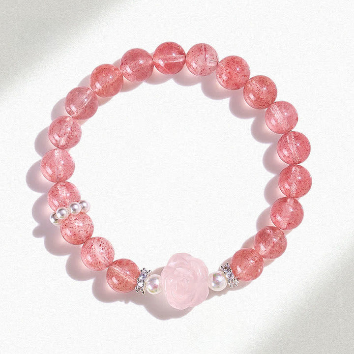 Buddha Stones Braccialetto dell'amore con perline di quarzo fragola e rosa - image 7