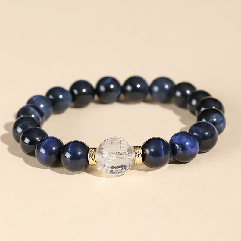 Buddha Stones Bracciale positivo con quarzo fragola e occhio di tigre blu - image 7
