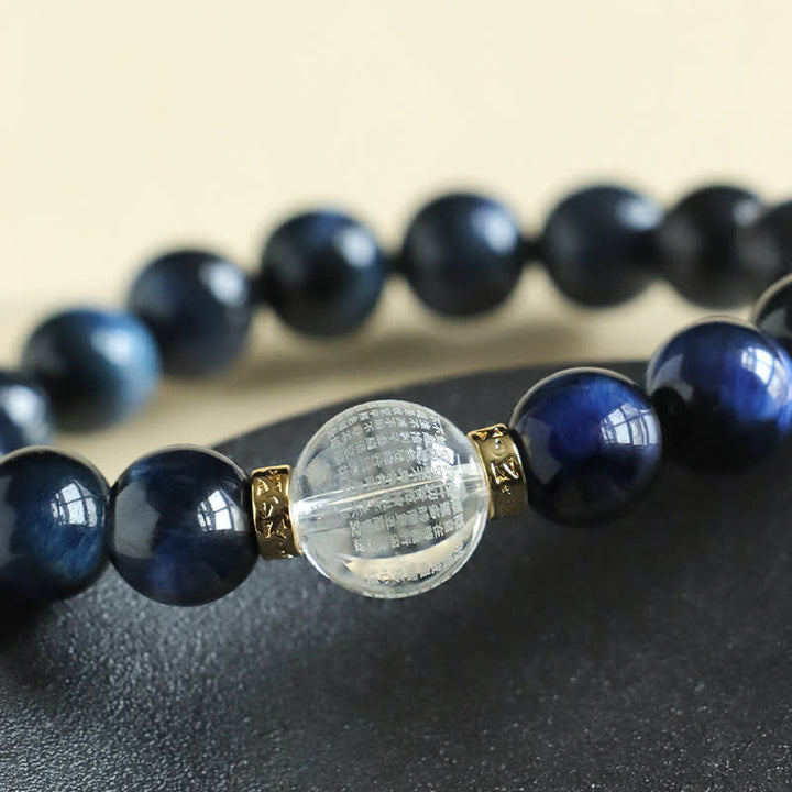 Buddha Stones Bracciale positivo con quarzo fragola e occhio di tigre blu - image 8
