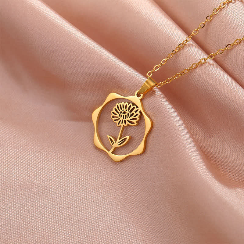 Buddha Stones Collana con ciondolo a forma di loto, fiore di nascita e simbolo dell'illuminazione, in acciaio al titanio. - image 12