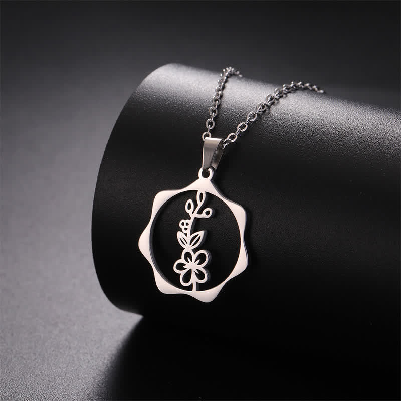 Buddha Stones Collana con ciondolo a forma di loto, fiore di nascita e simbolo dell'illuminazione, in acciaio al titanio. - image 3