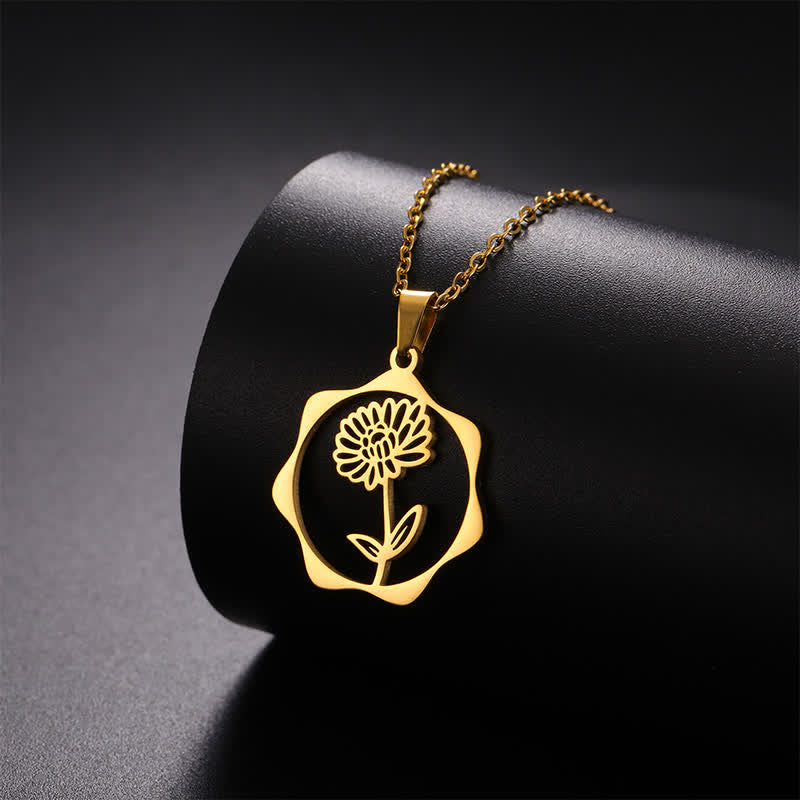 Buddha Stones Collana con ciondolo a forma di loto, fiore di nascita e simbolo dell'illuminazione, in acciaio al titanio. - image 11
