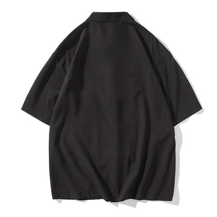 Buddha Stones Camicia da uomo a maniche corte stile Tang estivo con colletto alla coreana, bottoni a rana e ricamo di bambù. - image 18
