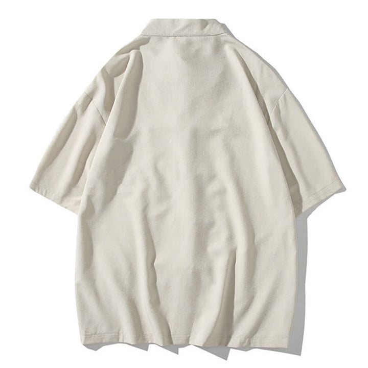 Buddha Stones Camicia da uomo a maniche corte stile Tang estivo con colletto alla coreana, bottoni a rana e ricamo di bambù. - image 31