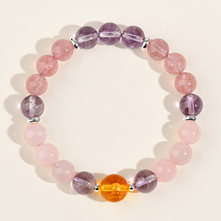 Buddha Stones Bracciale di protezione con segni zodiacali cinesi e ossidiana con riflessi argentati e cristalli naturali. - image 42