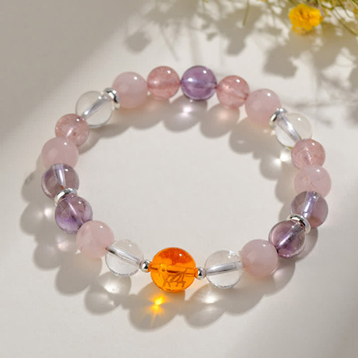 Buddha Stones Bracciale di protezione con segni zodiacali cinesi e ossidiana con riflessi argentati e cristalli naturali. - image 20