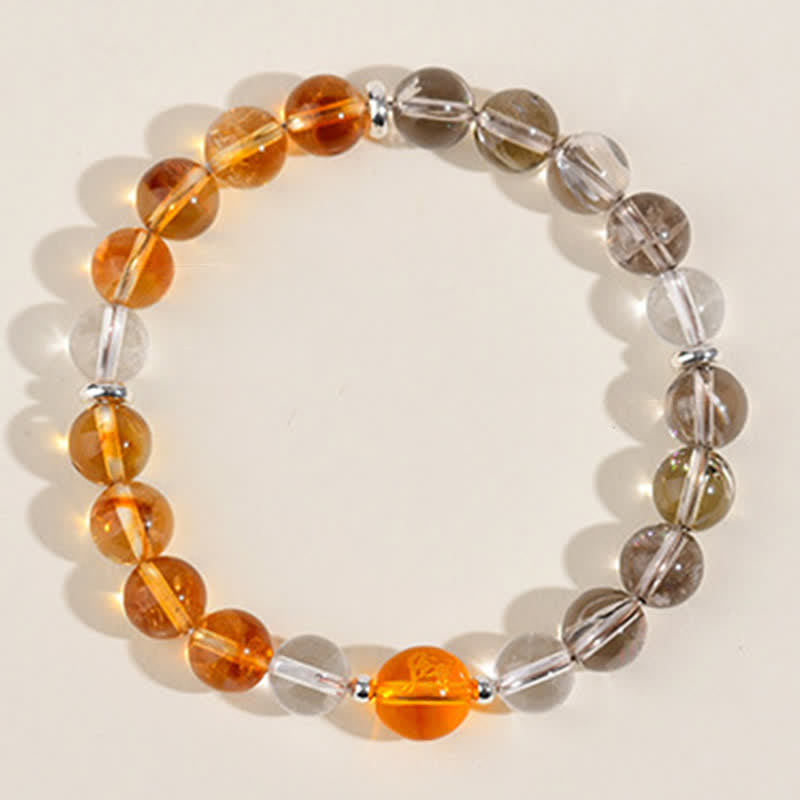 Buddha Stones Bracciale di protezione con segni zodiacali cinesi e ossidiana con riflessi argentati e cristalli naturali. - image 39