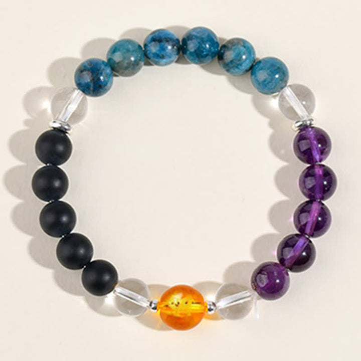 Buddha Stones Bracciale di protezione con segni zodiacali cinesi e ossidiana con riflessi argentati e cristalli naturali. - image 48