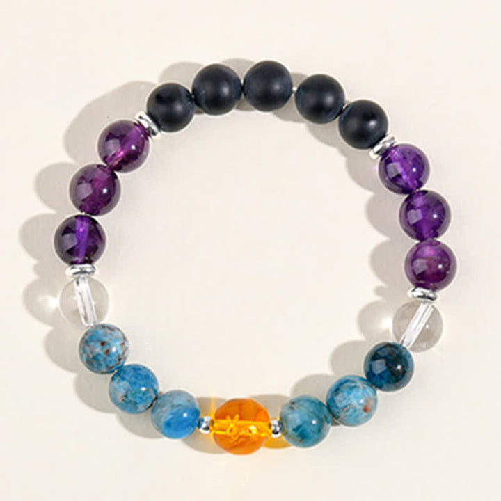Buddha Stones Bracciale di protezione con segni zodiacali cinesi e ossidiana con riflessi argentati e cristalli naturali. - image 14