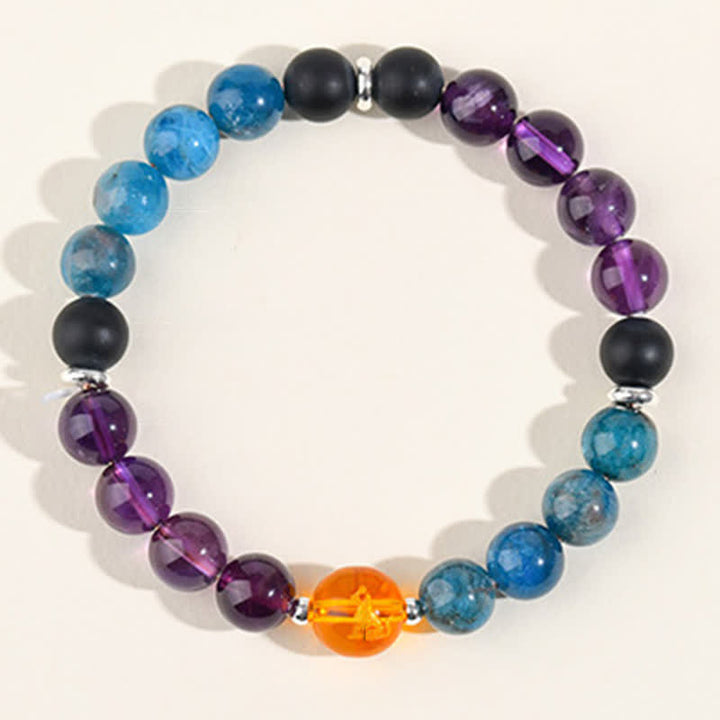 Buddha Stones Bracciale di protezione con segni zodiacali cinesi e ossidiana con riflessi argentati e cristalli naturali. - image 45