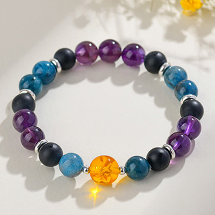Buddha Stones Bracciale di protezione con segni zodiacali cinesi e ossidiana con riflessi argentati e cristalli naturali. - image 30