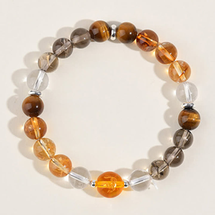 Buddha Stones Bracciale di protezione con segni zodiacali cinesi e ossidiana con riflessi argentati e cristalli naturali. - image 24