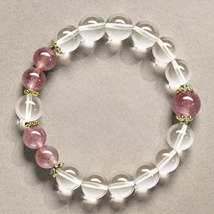 Buddha Stones Braccialetto curativo con perline di quarzo trasparente naturale - Quarzo trasparente da 10 mm, quarzo fragola (circonferenza del polso: 16-17 cm) - image 10