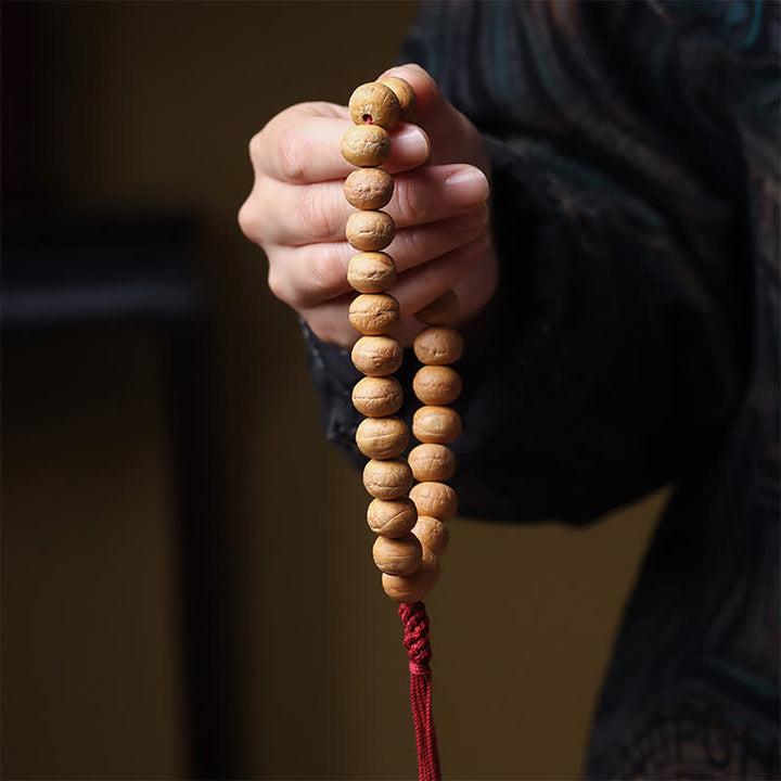 Buddha Stones Bracciale Mala con nappa incisa tibetana e occhio di fenice e Bodhi della saggezza. - image 3