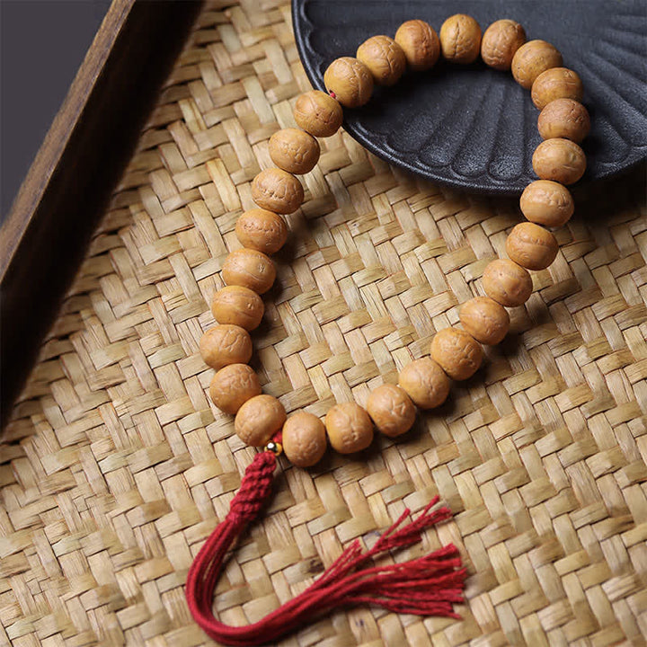 Buddha Stones Bracciale Mala con nappa incisa tibetana e occhio di fenice e Bodhi della saggezza. - Occhio di Fenice Bodhi (Protezione♥Saggezza) - image 0
