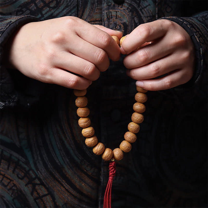 Buddha Stones Bracciale Mala con nappa incisa tibetana e occhio di fenice e Bodhi della saggezza. - image 2
