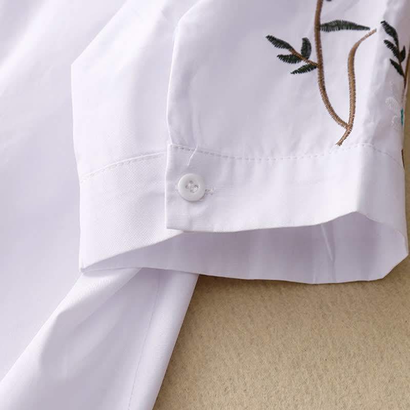 Buddha Stones Camicia da donna a maniche corte in stile boho con ricami floreali, ideale per la primavera/estate. - image 10
