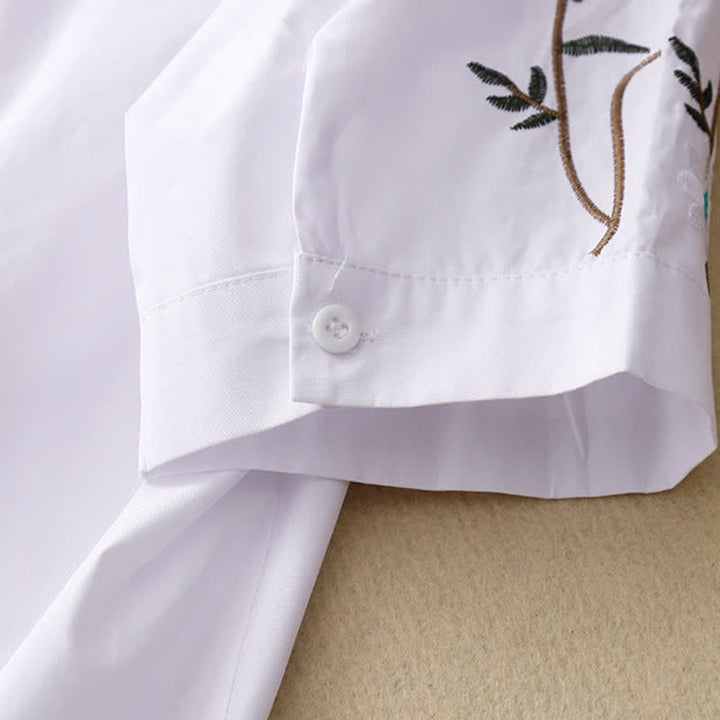 Buddha Stones Camicia da donna a maniche corte in stile boho con ricami floreali, ideale per la primavera/estate. - image 10