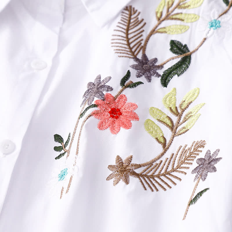 Buddha Stones Camicia da donna a maniche corte in stile boho con ricami floreali, ideale per la primavera/estate. - image 9