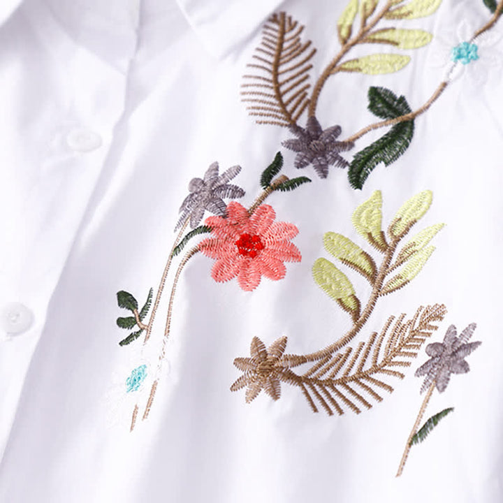 Buddha Stones Camicia da donna a maniche corte in stile boho con ricami floreali, ideale per la primavera/estate. - image 9
