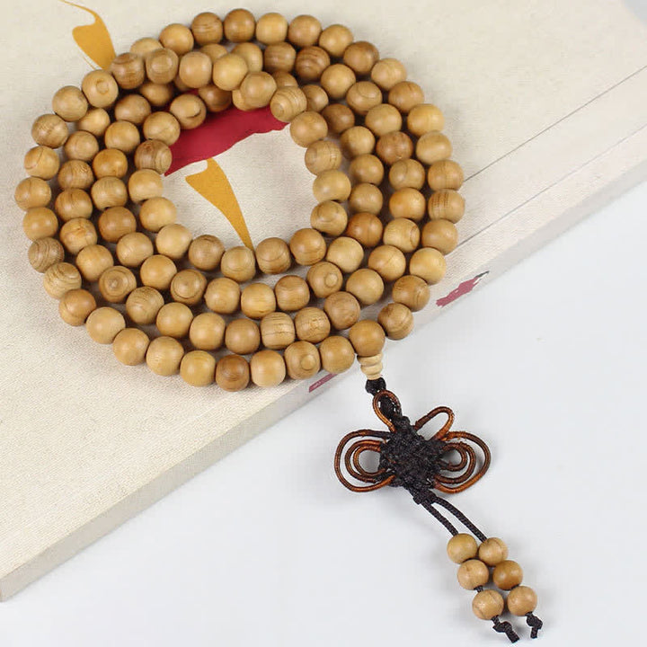 Buddha Stones Mala di 108 perle annodate e lucidate a mano in legno di pesco. - 10 mm - Normale - Legno di pesco (Protezione♥Purificazione) - image 2