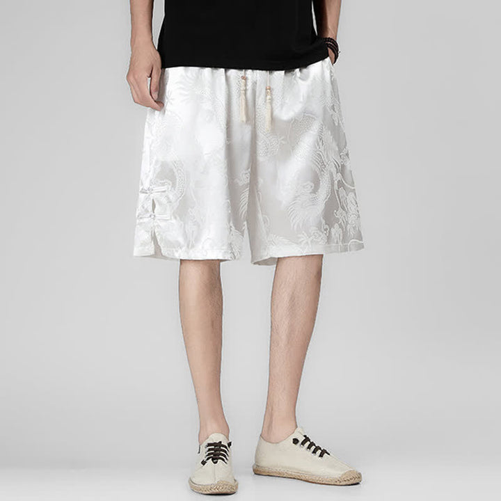 Buddha Stones Pantaloncini da uomo estivi con coulisse, motivo drago-rana e bottoni laterali, con tasche. - image 11