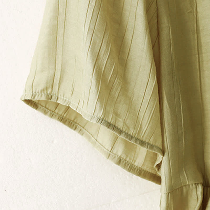 Buddha Stones Camicia da donna a maniche corte con scollo rotondo, tinta unita, stile boho estivo, con bottoni. - image 9