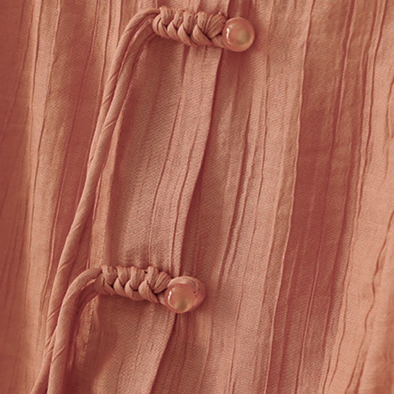 Buddha Stones Camicia da donna a maniche corte con scollo rotondo, tinta unita, stile boho estivo, con bottoni. - image 19