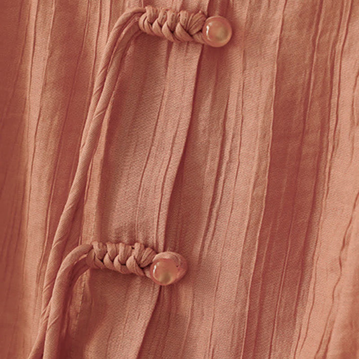 Buddha Stones Camicia da donna a maniche corte con scollo rotondo, tinta unita, stile boho estivo, con bottoni. - image 19