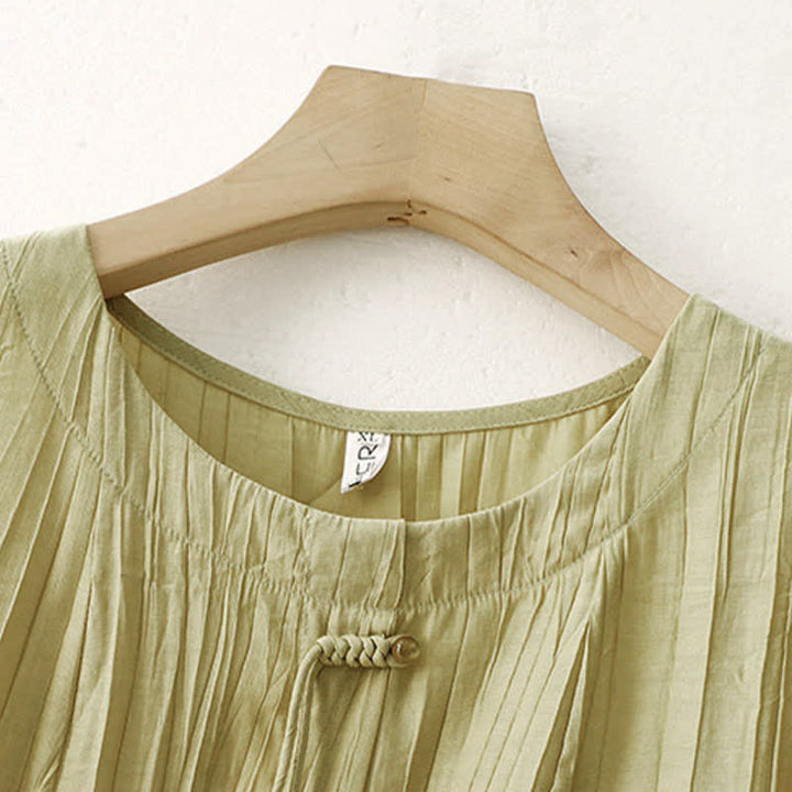 Buddha Stones Camicia da donna a maniche corte con scollo rotondo, tinta unita, stile boho estivo, con bottoni. - image 10