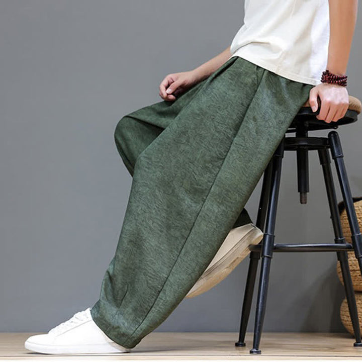 Buddha Stones Pantaloni harem da uomo estivi in ​​stile bohémien con coulisse e fantasia a fiori, con tasche. - image 8