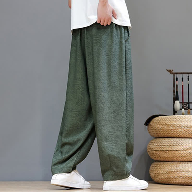 Buddha Stones Pantaloni harem da uomo estivi in ​​stile bohémien con coulisse e fantasia a fiori, con tasche. - image 4