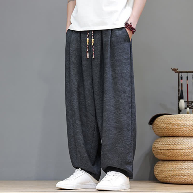 Buddha Stones Pantaloni harem da uomo estivi in ​​stile bohémien con coulisse e fantasia a fiori, con tasche. - image 16