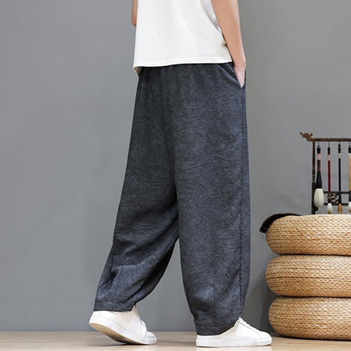 Buddha Stones Pantaloni harem da uomo estivi in ​​stile bohémien con coulisse e fantasia a fiori, con tasche. - image 14