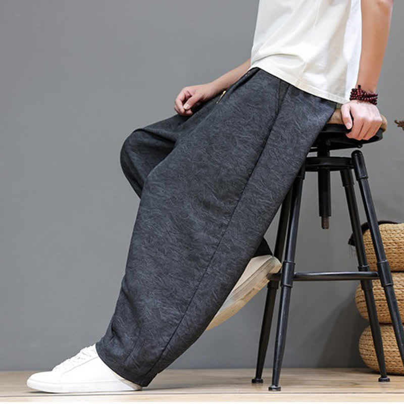 Buddha Stones Pantaloni harem da uomo estivi in ​​stile bohémien con coulisse e fantasia a fiori, con tasche. - image 18