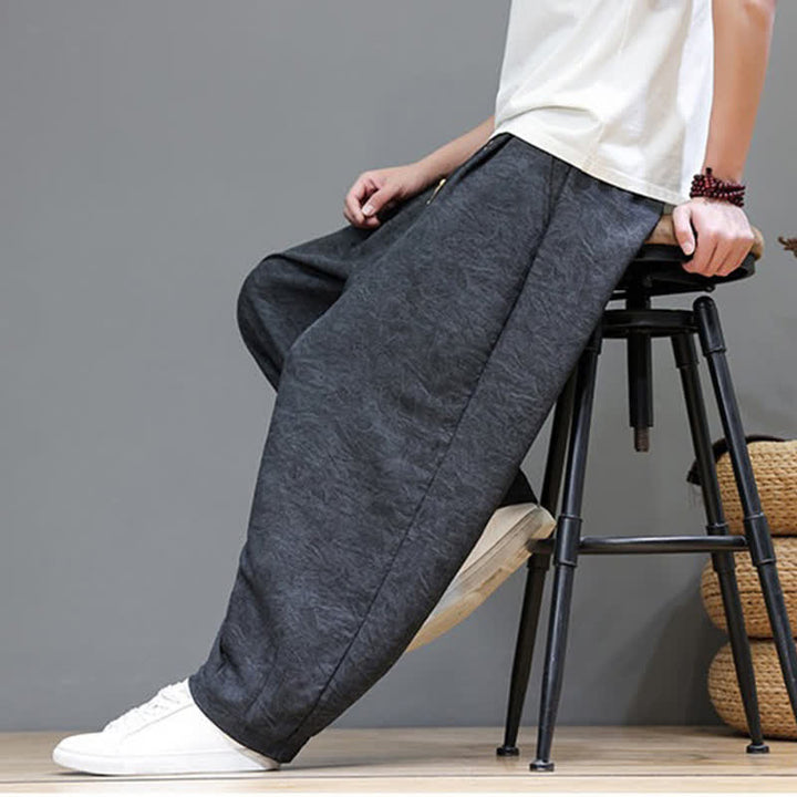 Buddha Stones Pantaloni harem da uomo estivi in ​​stile bohémien con coulisse e fantasia a fiori, con tasche. - image 18