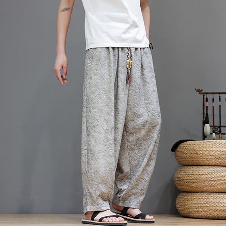 Buddha Stones Pantaloni harem da uomo estivi in ​​stile bohémien con coulisse e fantasia a fiori, con tasche. - image 20