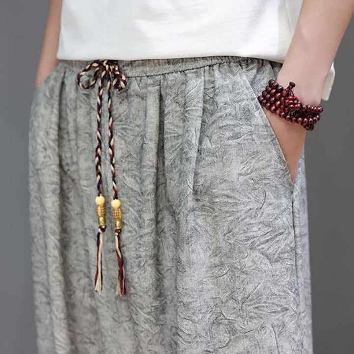 Buddha Stones Pantaloni harem da uomo estivi in ​​stile bohémien con coulisse e fantasia a fiori, con tasche. - image 32