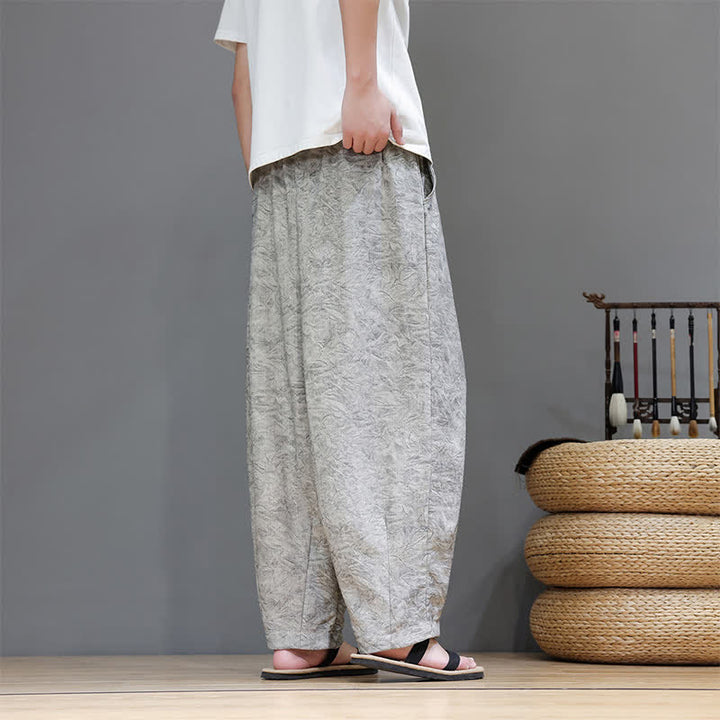 Buddha Stones Pantaloni harem da uomo estivi in ​​stile bohémien con coulisse e fantasia a fiori, con tasche. - image 27