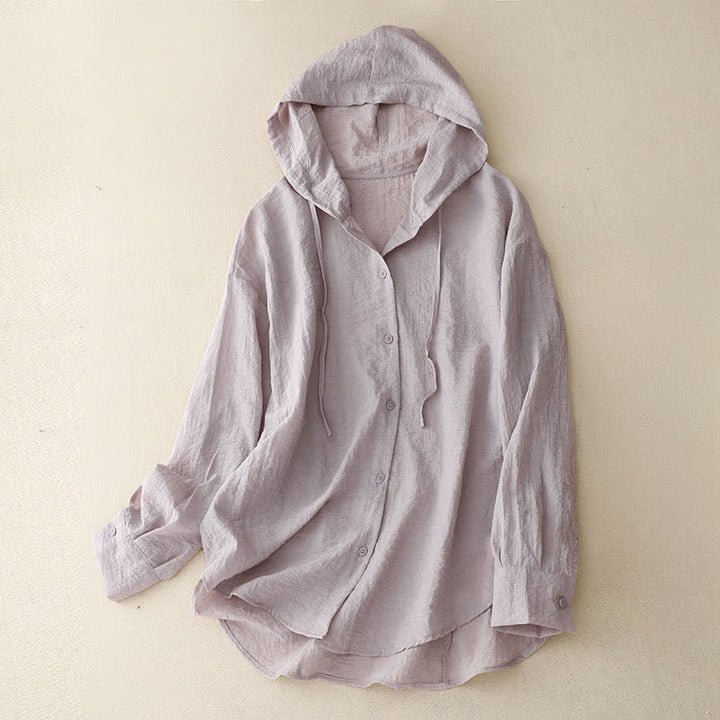Buddha Stones Maglietta da donna a maniche lunghe con cappuccio e coulisse, tinta unita, estiva e casual. - Cardo - US12, UK/AU16, EU44 (2XL) - image 16