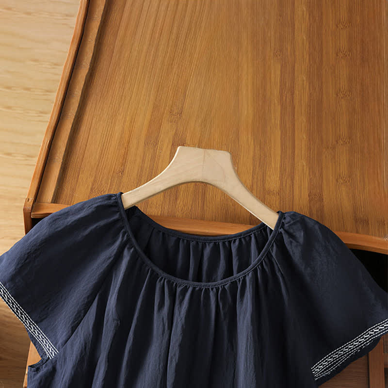Buddha Stones T-shirt da donna a maniche corte con ricami floreali in stile boho estivo. - image 2