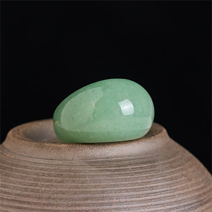 Buddha Stones Anello di bilanciamento largo in avventurina verde naturale - image 2