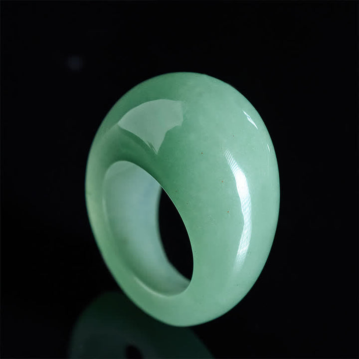 Buddha Stones Anello di bilanciamento largo in avventurina verde naturale - Avventurina verde naturale (il colore può variare) - image 0
