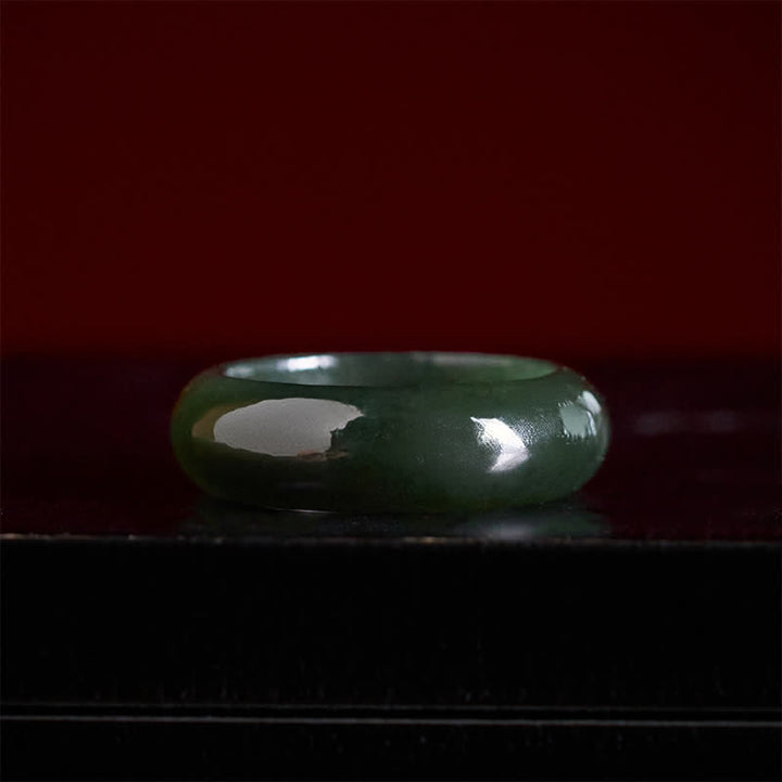 Buddha Stones Anello curativo in giada ciano naturale - image 3