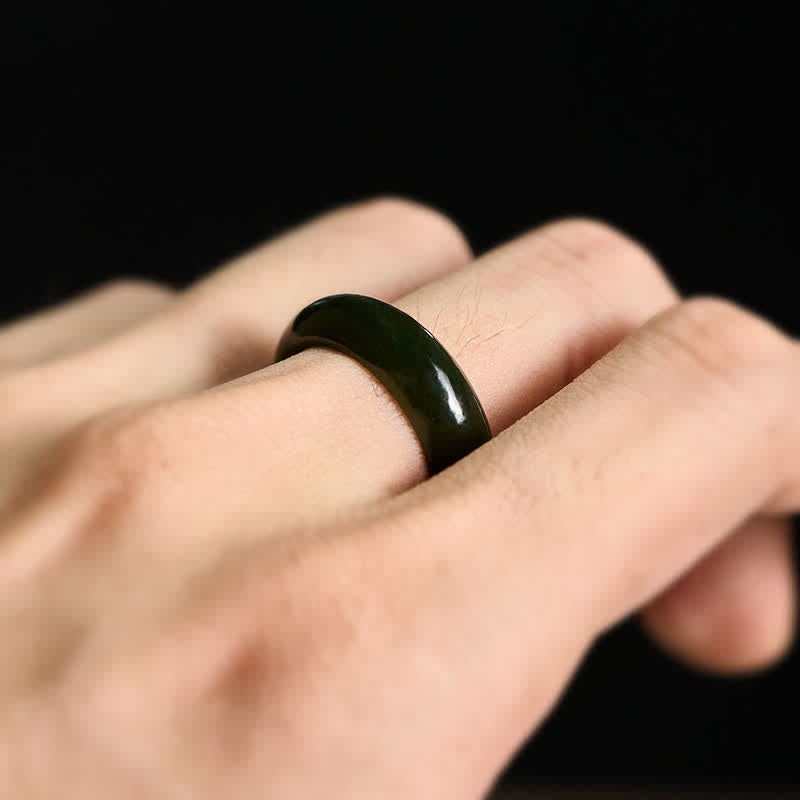Buddha Stones Anello curativo in giada ciano naturale - image 9