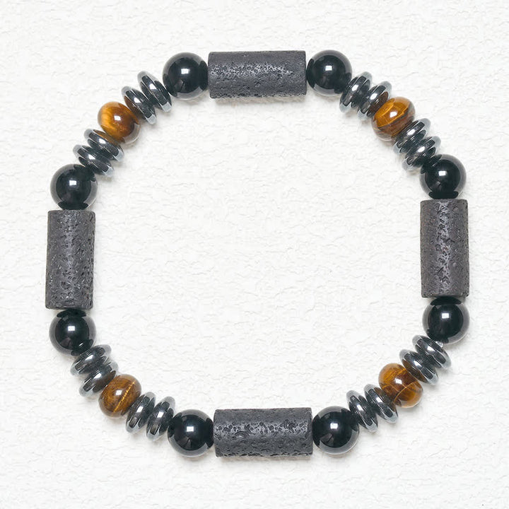 Buddha Stones Bracciale potente in ossidiana occhio di tigre naturale, ematite e pietra lavica - image 5
