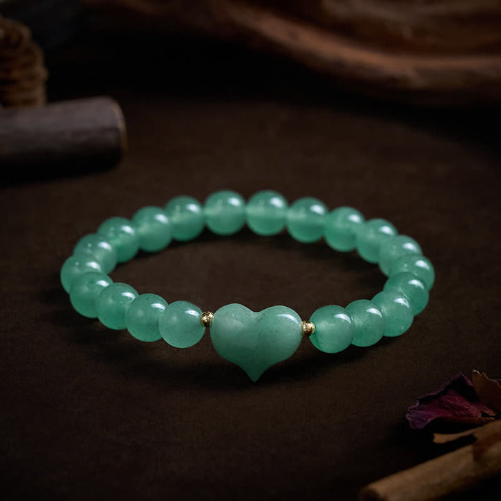 Buddha Stones Bracciale spirituale a forma di cuore con ametista naturale, avventurina verde, occhio di tigre e quarzo fragola. - image 20