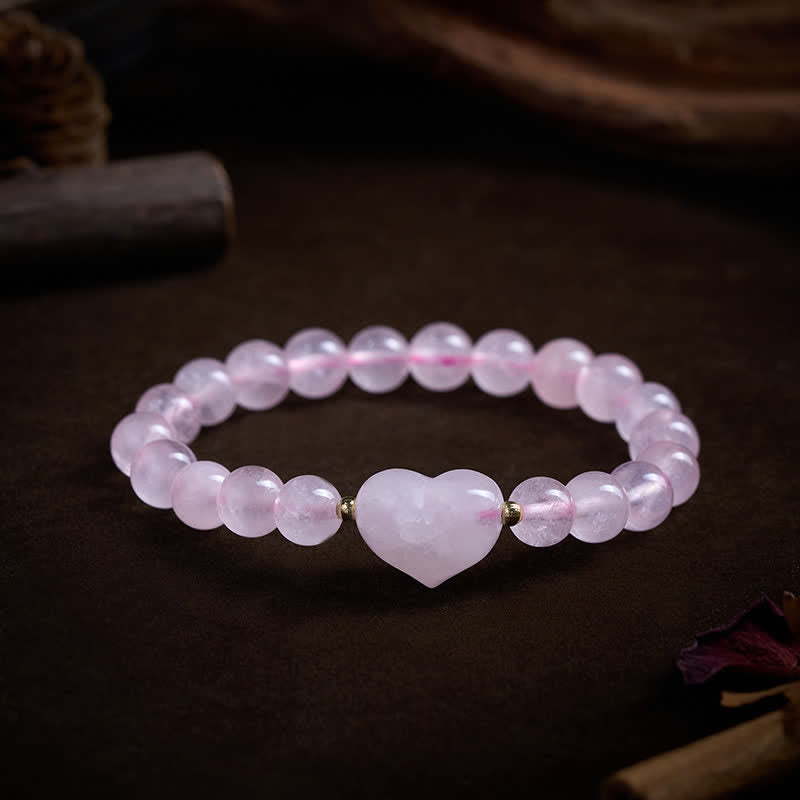 Buddha Stones Bracciale spirituale a forma di cuore con ametista naturale, avventurina verde, occhio di tigre e quarzo fragola. - image 3