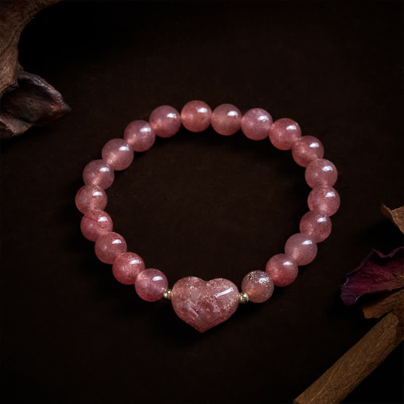 Buddha Stones Bracciale spirituale a forma di cuore con ametista naturale, avventurina verde, occhio di tigre e quarzo fragola. - image 26