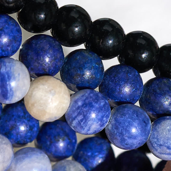 Buddha Stones Bracciale con perle positive di lazurite, lapislazzuli, sodalite e onice nera. - image 8